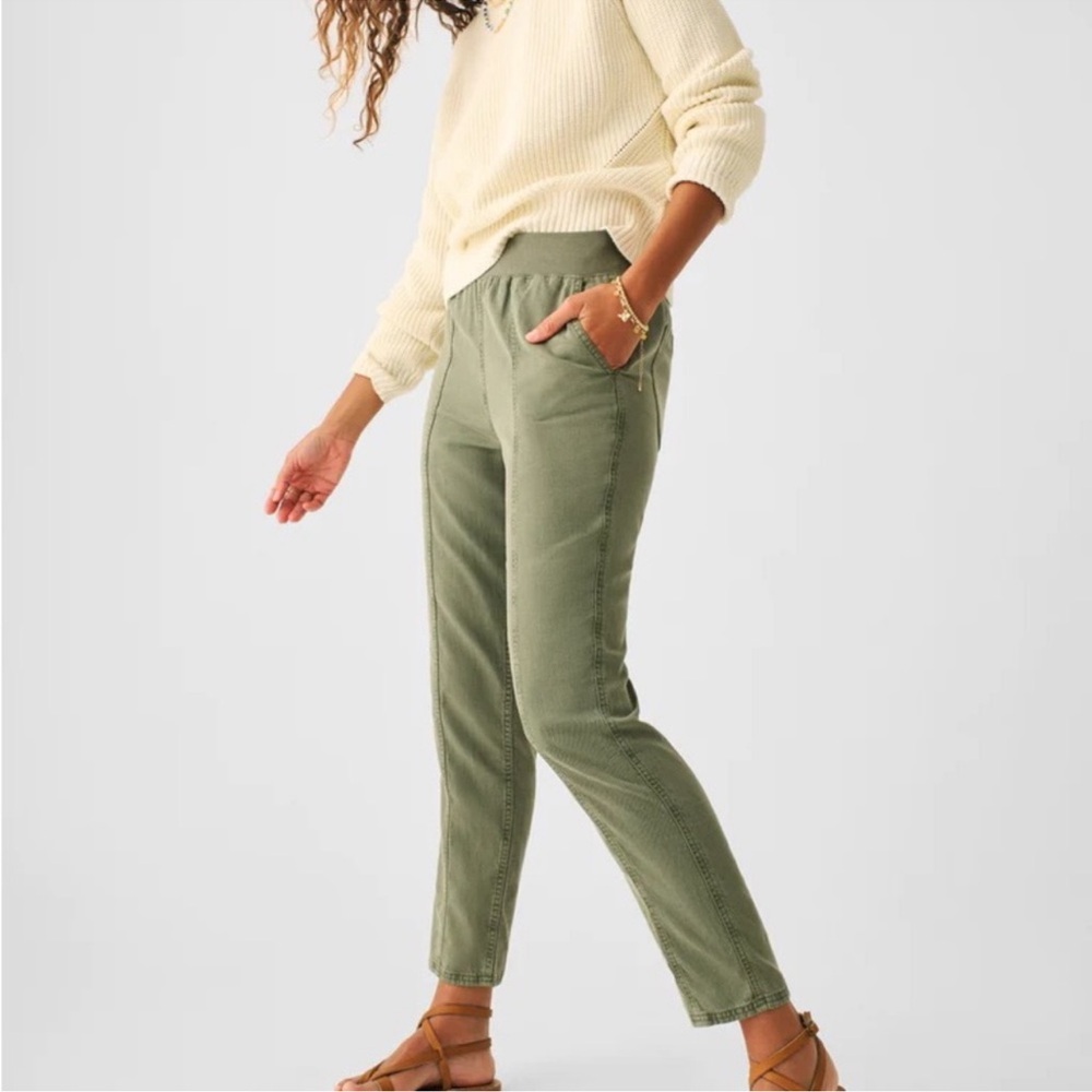 Faherty Arlie Pants in Sea Spray Green. Size Small